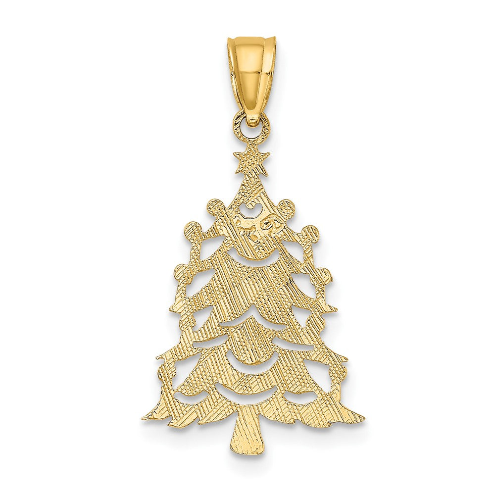 10k Yellow Gold 13.9 mm Polished Christmas Tree Pendant (0.72 grams)