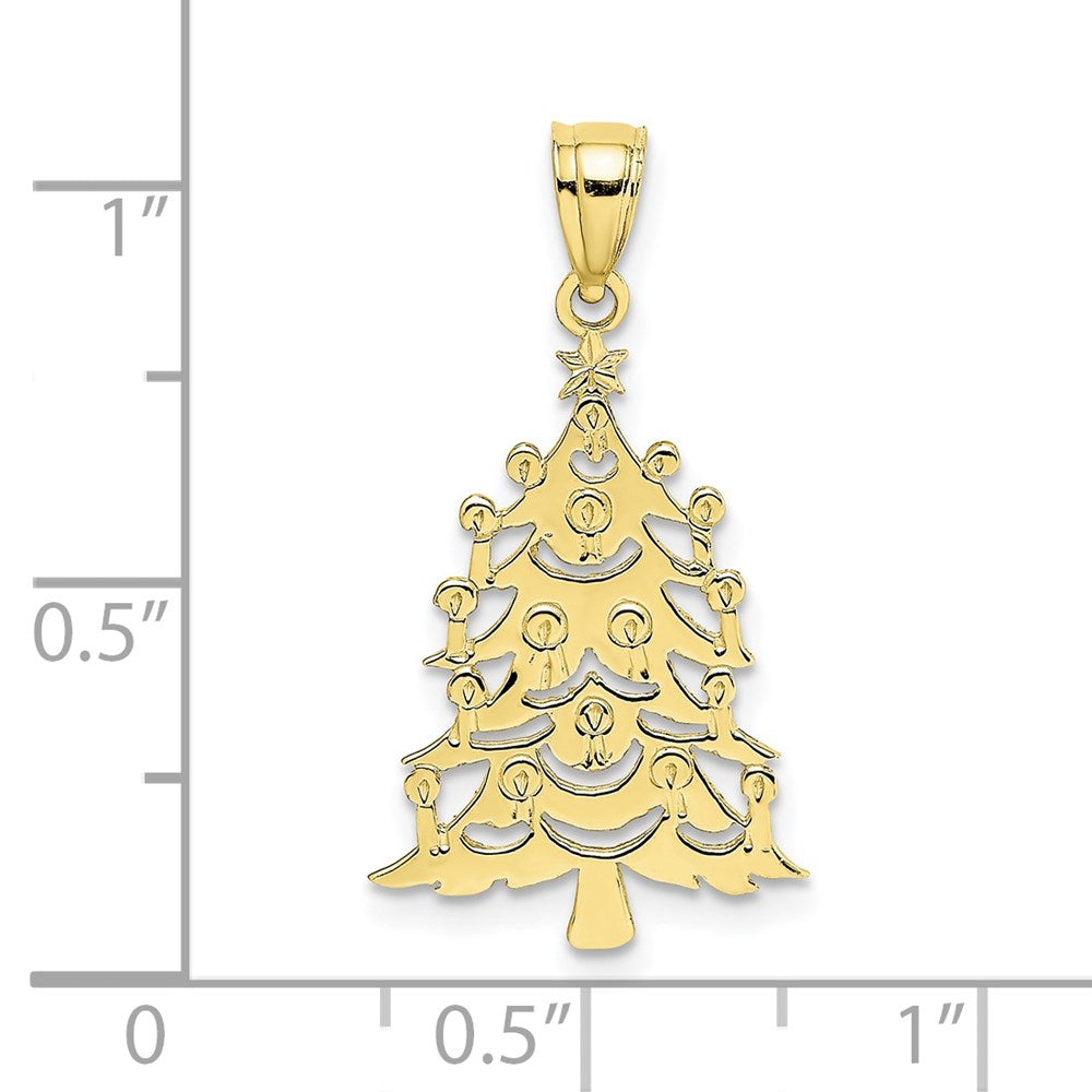 10k Yellow Gold 13.9 mm Polished Christmas Tree Pendant (0.72 grams)