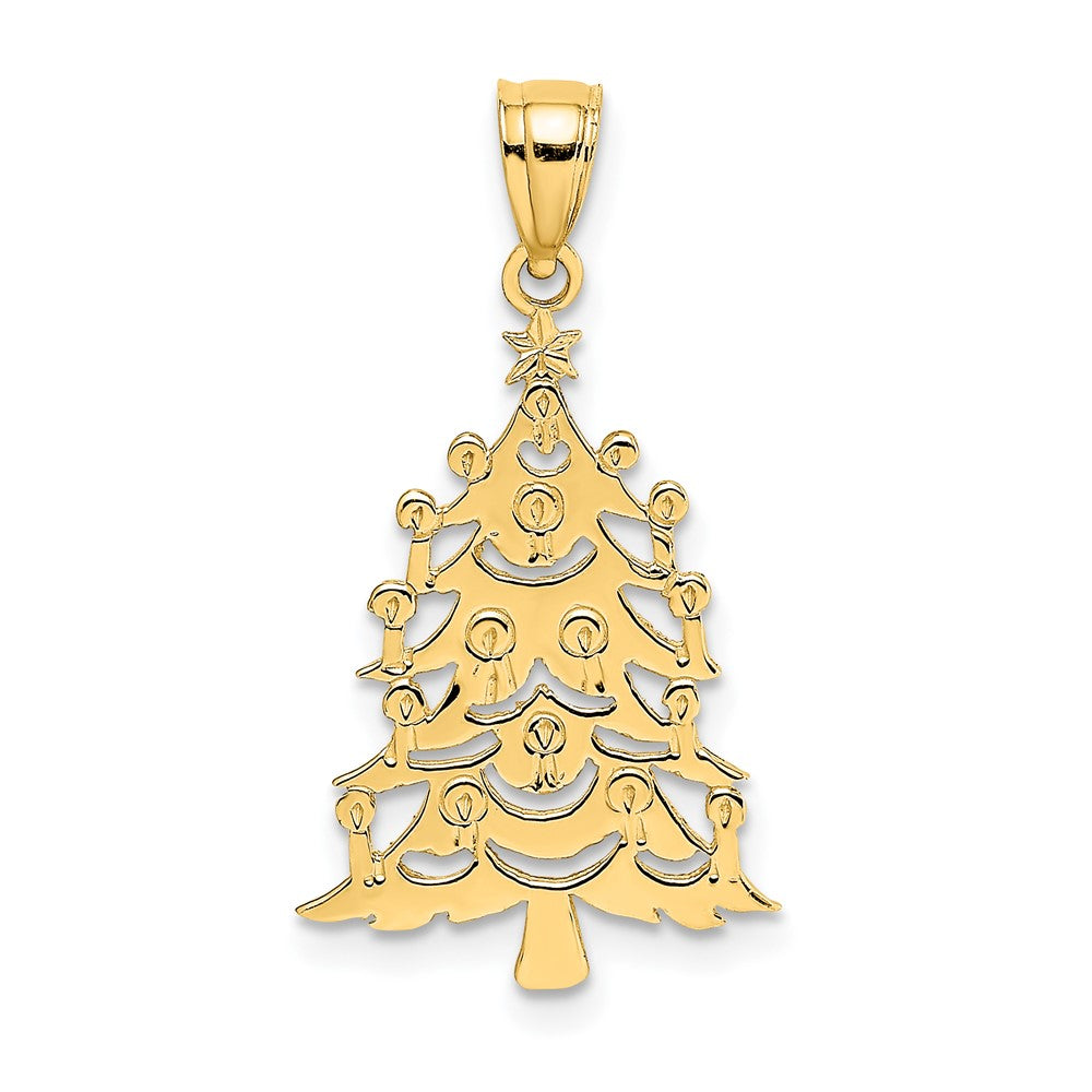 10k Yellow Gold 13.9 mm Polished Christmas Tree Pendant (0.72 grams)