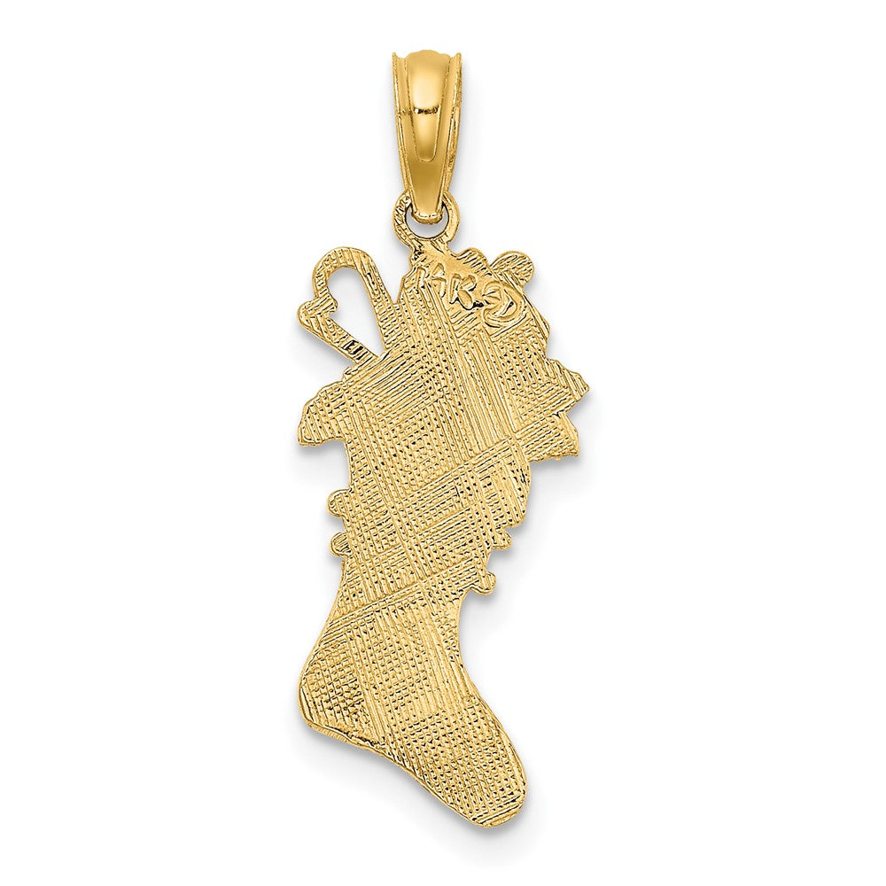 10k Yellow Gold 10.6 mm Polished Christmas Stocking Pendant (0.74 grams)