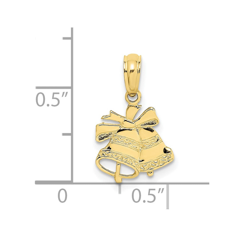 10k Yellow Gold 10.4 mm Polished Christmas Bells Pendant (0.43 grams)