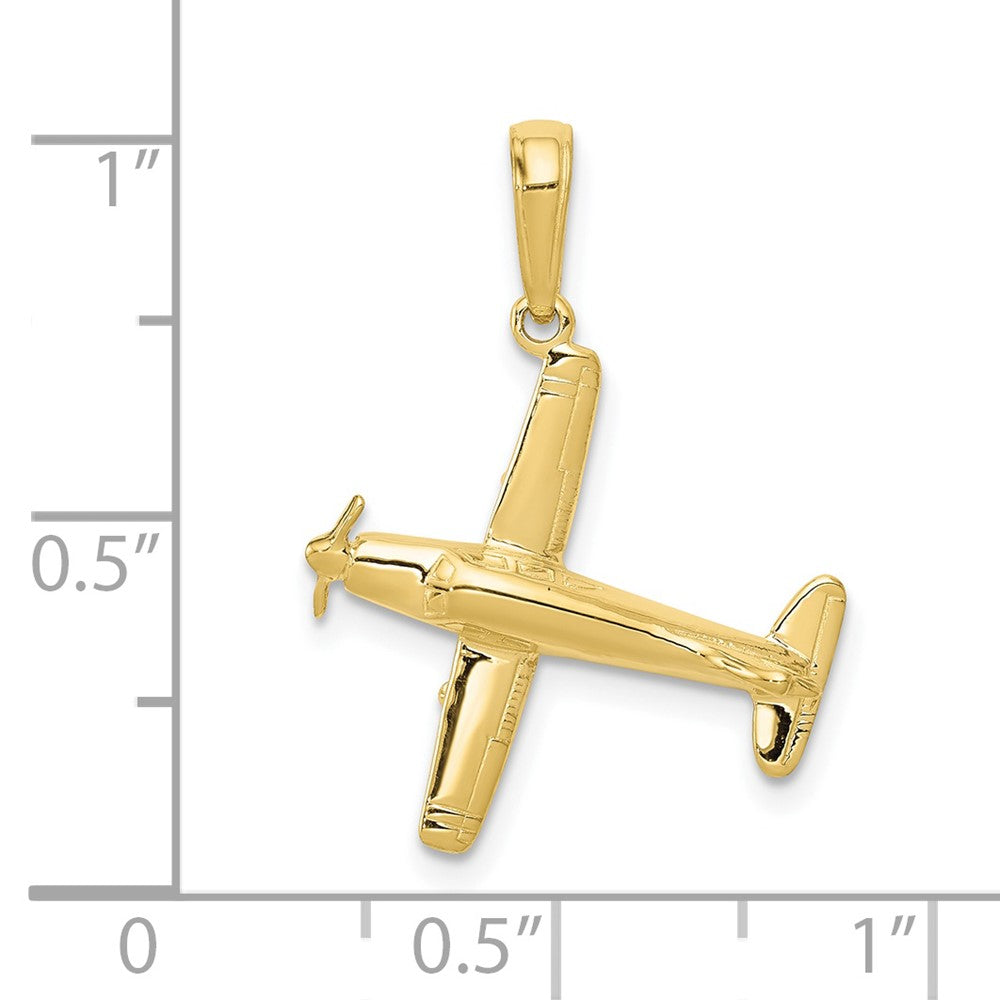 10k Yellow Gold 19 mm 3-D Low-Wing Airplane Pendant (1.79 grams)