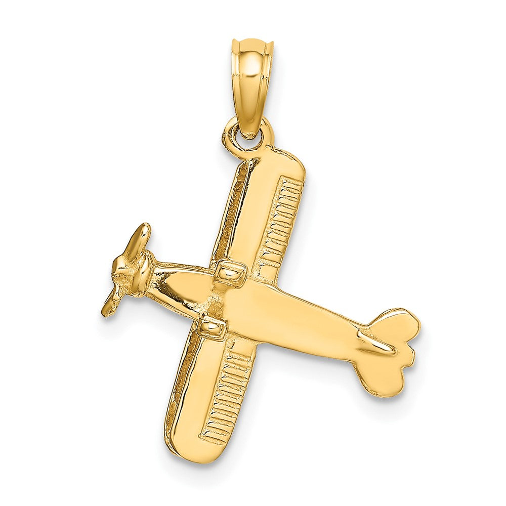 10k Yellow Gold 18.05 mm 3-D Bi-Plane Charm (2.01 grams)