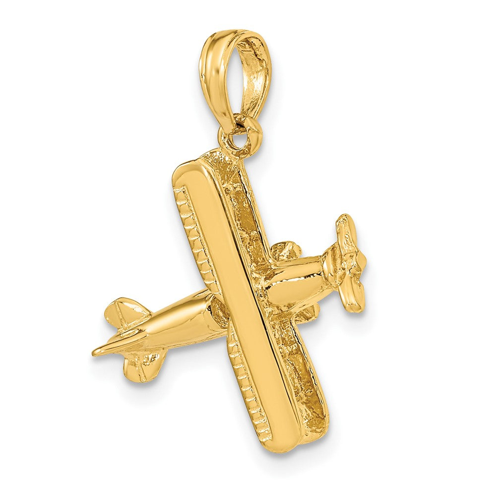 10k Yellow Gold 18.05 mm 3-D Bi-Plane Charm (2.01 grams)