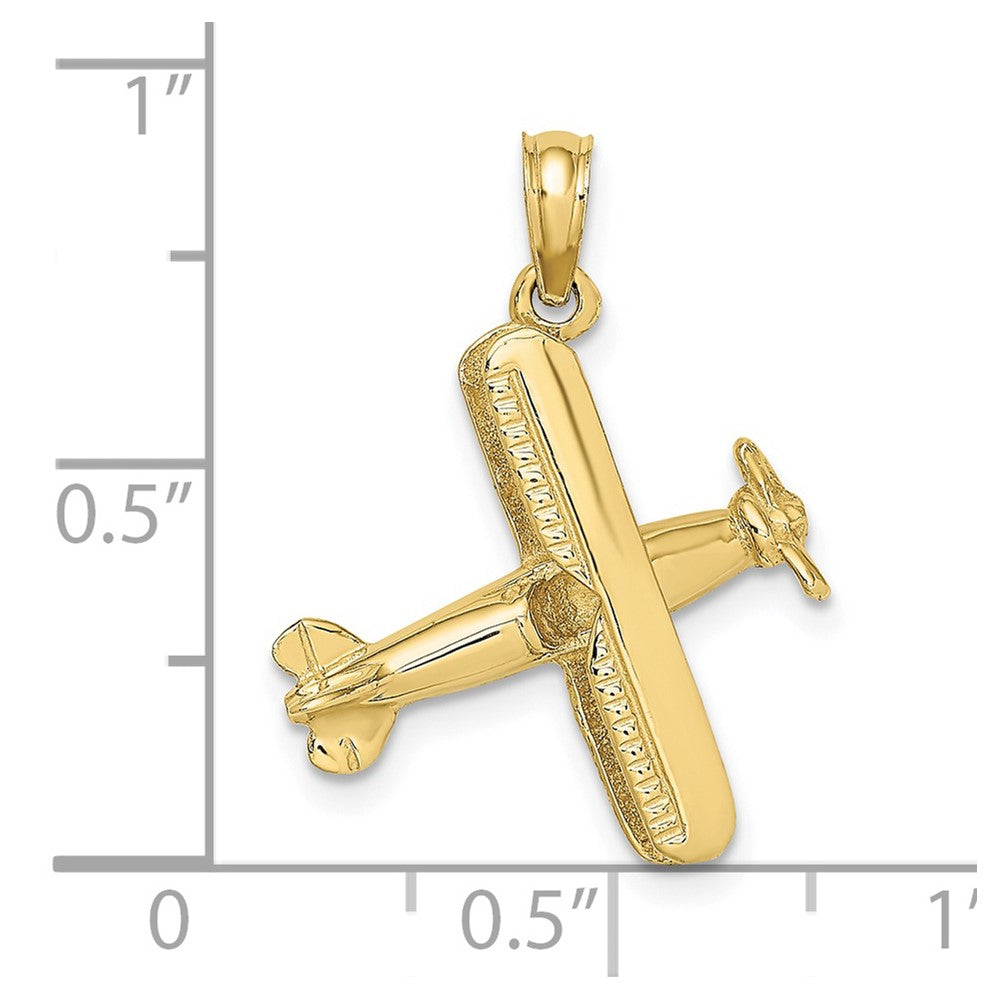 10k Yellow Gold 18.05 mm 3-D Bi-Plane Charm (2.01 grams)