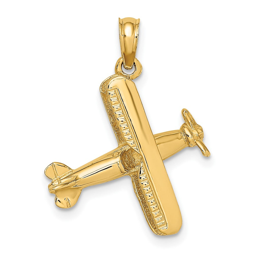 10k Yellow Gold 18.05 mm 3-D Bi-Plane Charm (2.01 grams)