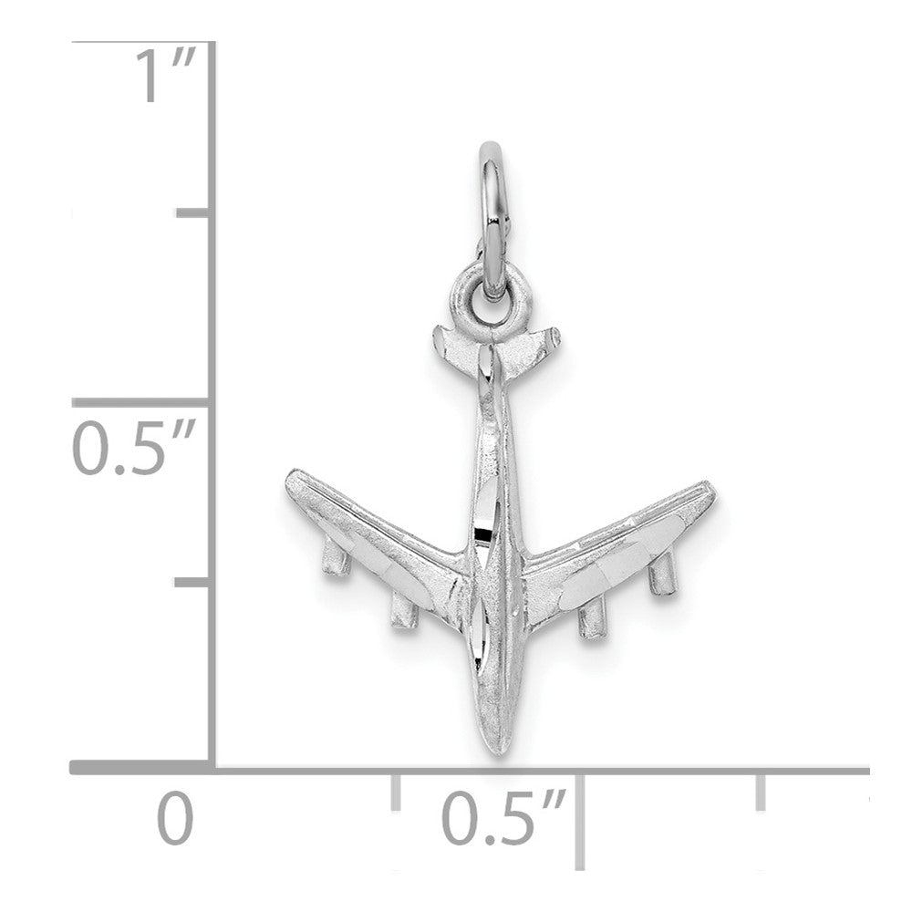 10k White Gold 16 mm 3-D Airplane Charm (0.95 grams)