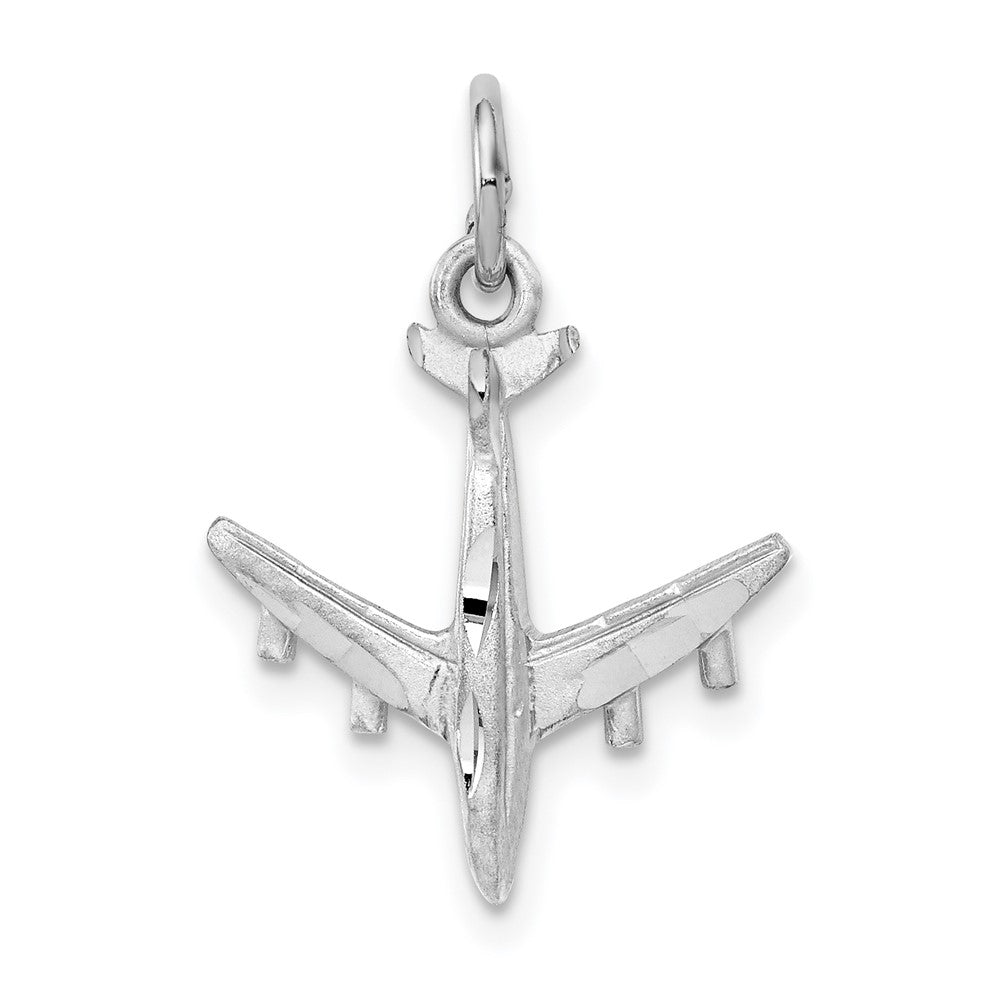 10k White Gold 16 mm 3-D Airplane Charm (0.95 grams)