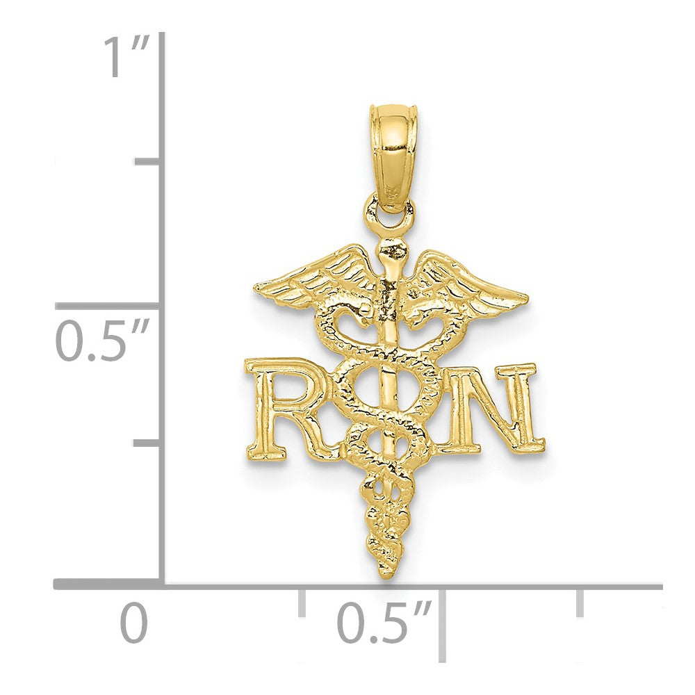 10k Yellow Gold 14 mm RN Caduceus Pendant (0.59 grams)