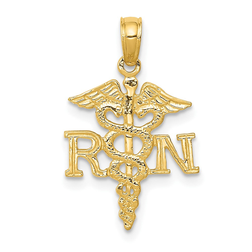 10k Yellow Gold 14 mm RN Caduceus Pendant (0.59 grams)