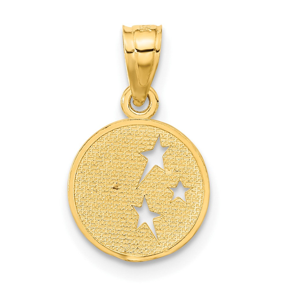 10k Yellow Gold 13 mm Moon & Stars Pendant (0.46 grams)