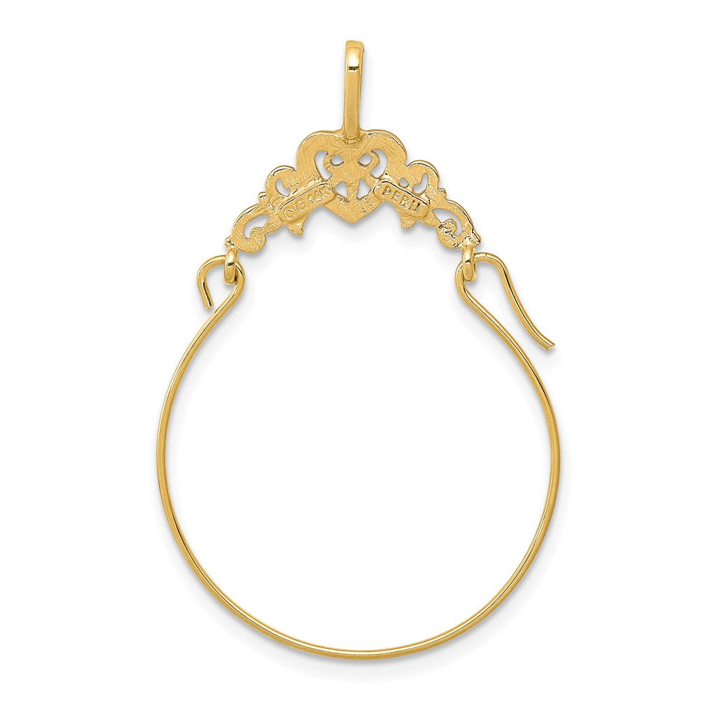 10k Yellow Gold 22 mm Polished Filigree Heart Charm Holder (0.72 grams)