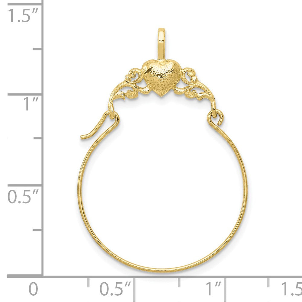 10k Yellow Gold 22 mm Polished Heart Charm Holder (0.93 grams)