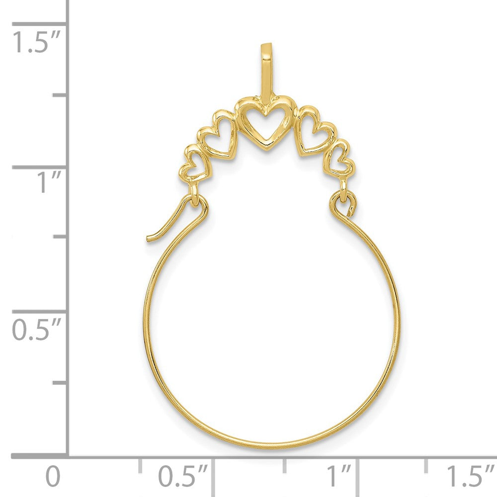 10k Yellow Gold 20 mm Polished 5-Heart Charm Holder (0.58 grams)