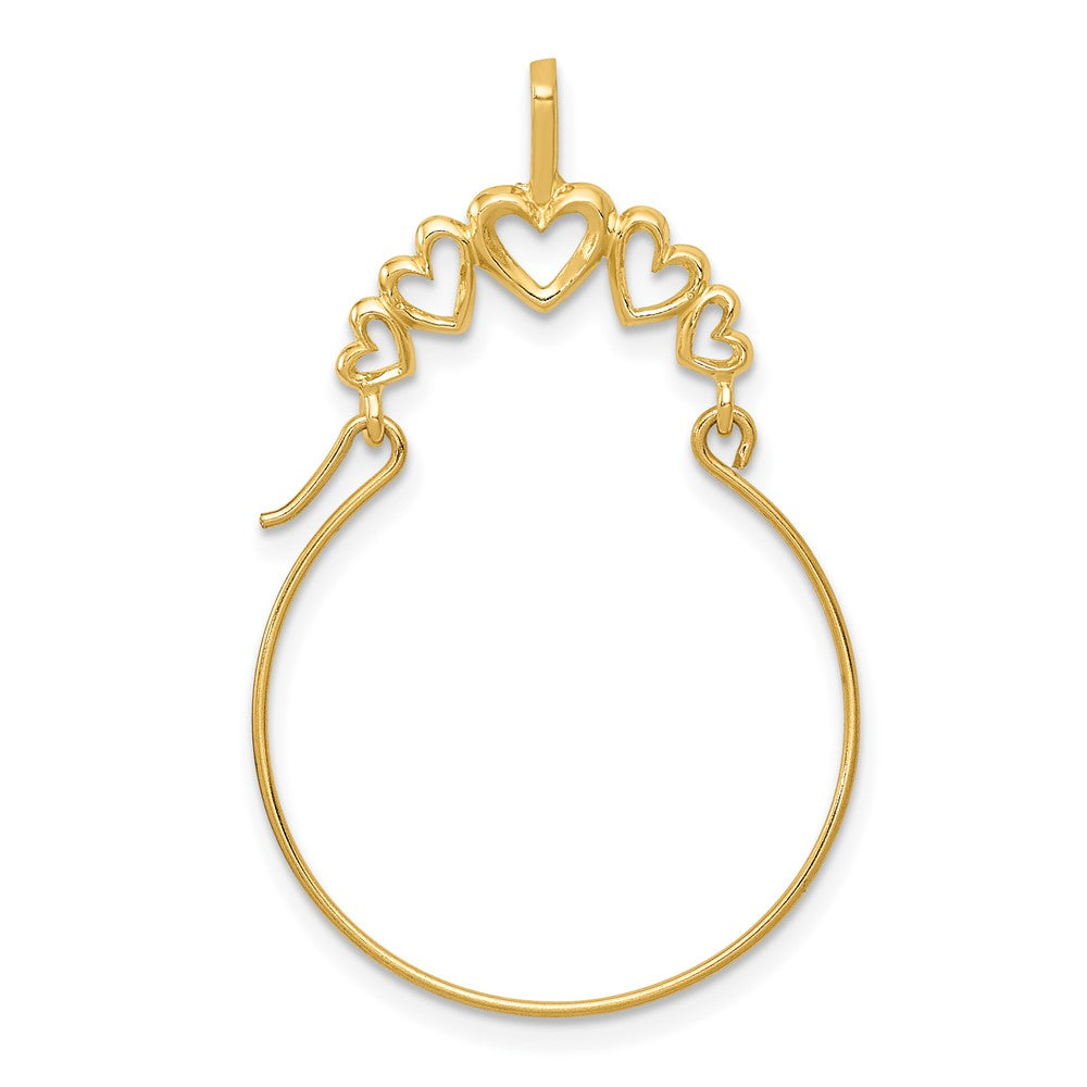 10k Yellow Gold 20 mm Polished 5-Heart Charm Holder (0.58 grams)