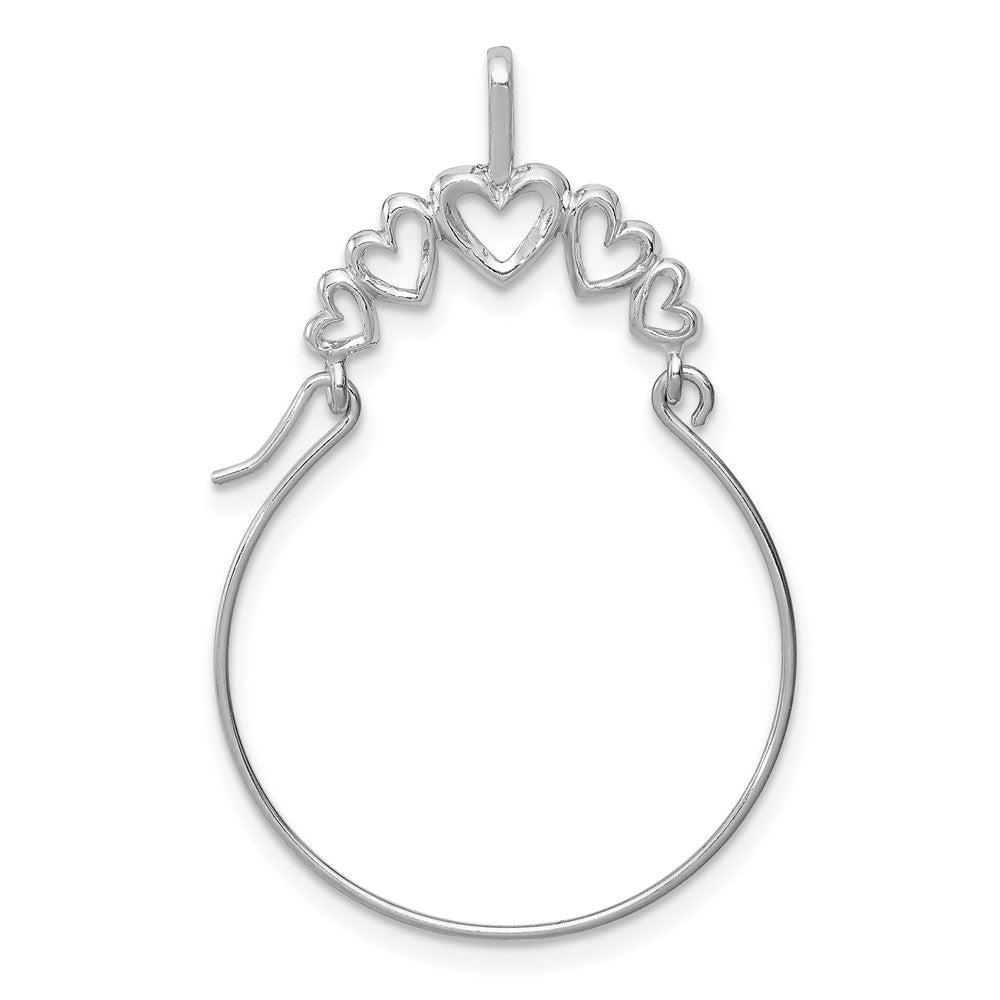 10k White Gold 15.7 mm Polished 5-Heart Charm Holder (0.6 grams)