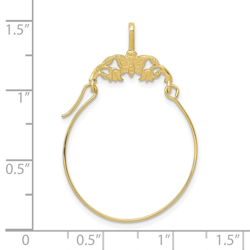 10k Yellow Gold 20 mm Polished Butterflies Charm Holder (0.8 grams)