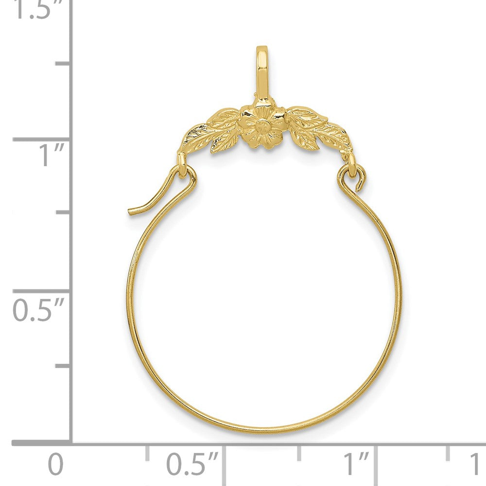 10k Yellow Gold 25 mm Polished Floral Charm Holder (0.78 grams)