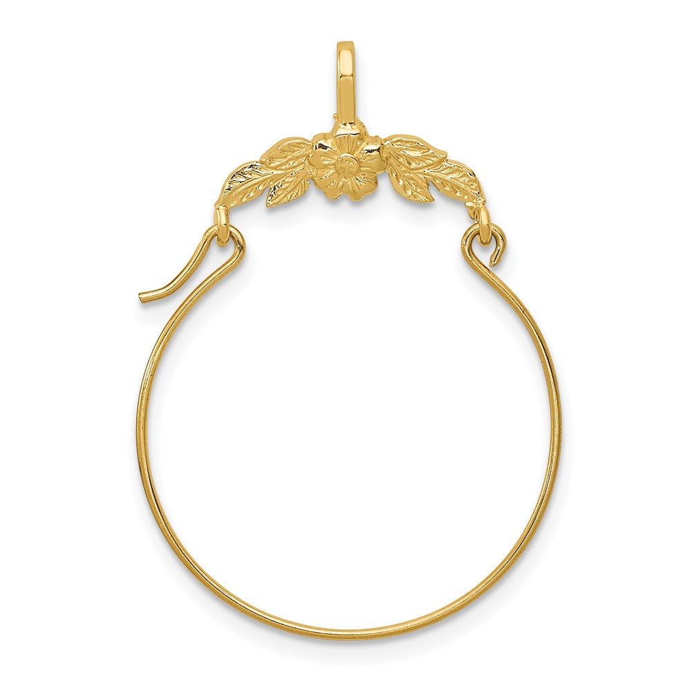 10k Yellow Gold 25 mm Polished Floral Charm Holder