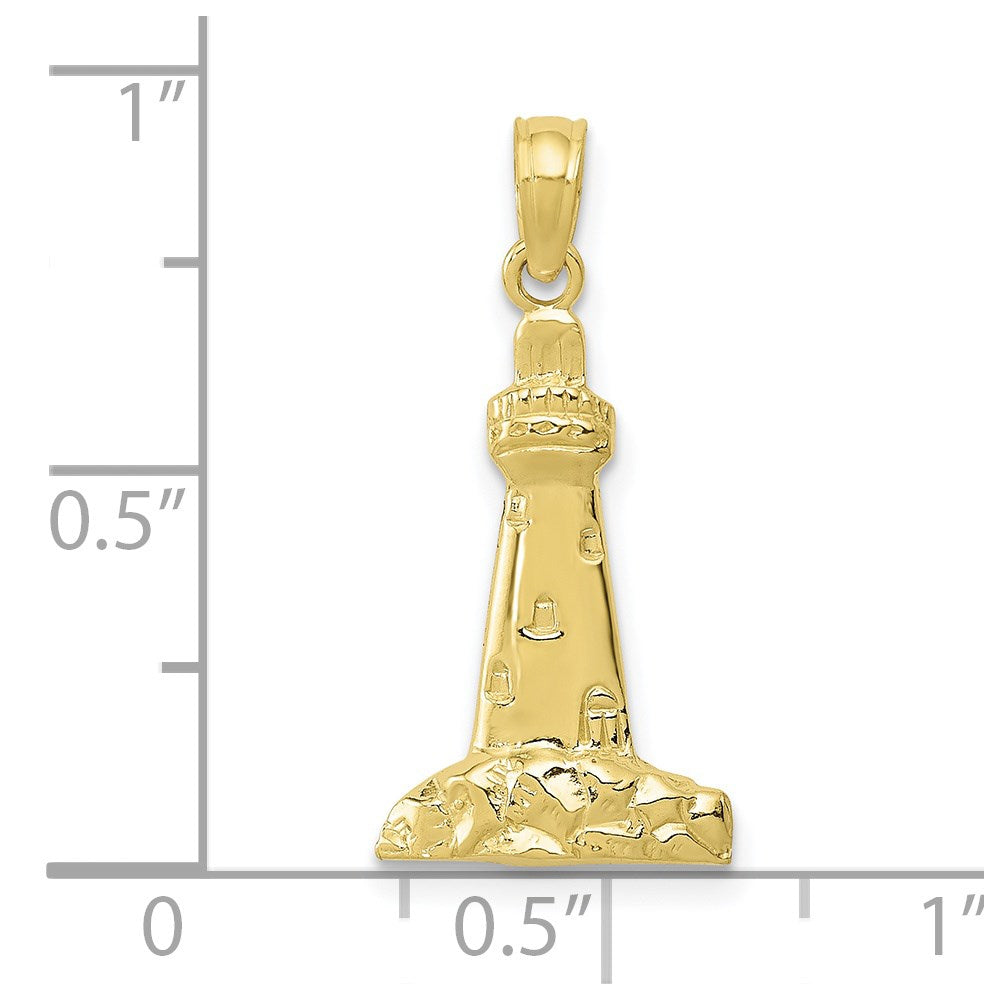 10k Yellow Gold 11 mm Lighthouse Pendant (0.65 grams)