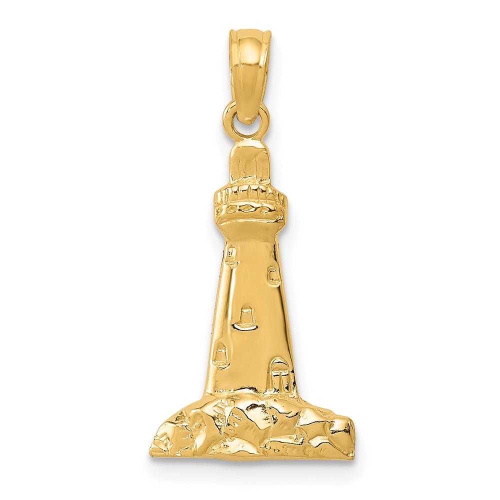 10k Yellow Gold 11 mm Lighthouse Pendant (0.65 grams)