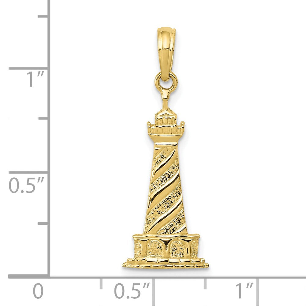 10k Yellow Gold 11 mm Lighthouse Pendant (0.82 grams)