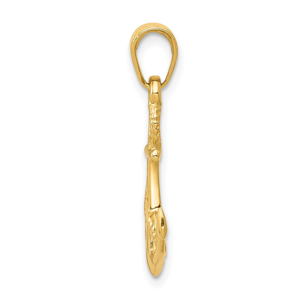 10k Yellow Gold 11 mm Solid Polished 3-D Anchor Pendant (1.01 grams)