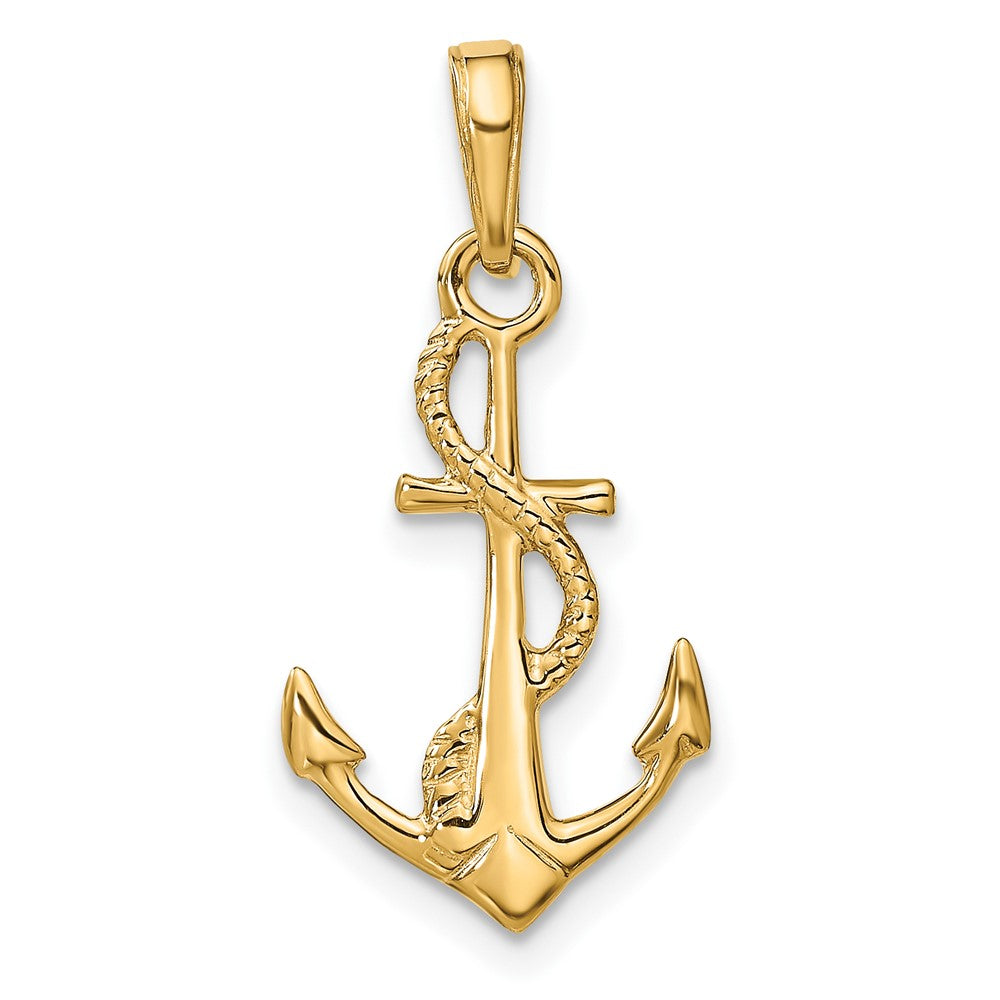 10k Yellow Gold 11 mm Solid Polished 3-D Anchor Pendant (1.01 grams)