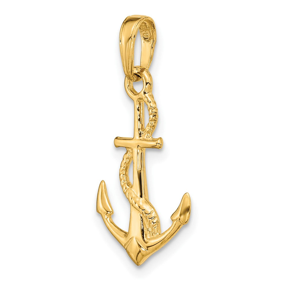 10k Yellow Gold 11 mm Solid Polished 3-D Anchor Pendant (1.01 grams)