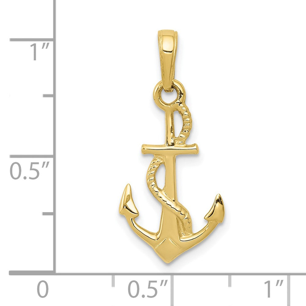 10k Yellow Gold 11 mm Solid Polished 3-D Anchor Pendant (1.01 grams)