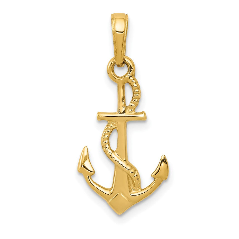 10k Yellow Gold 11 mm Solid Polished 3-D Anchor Pendant (1.01 grams)