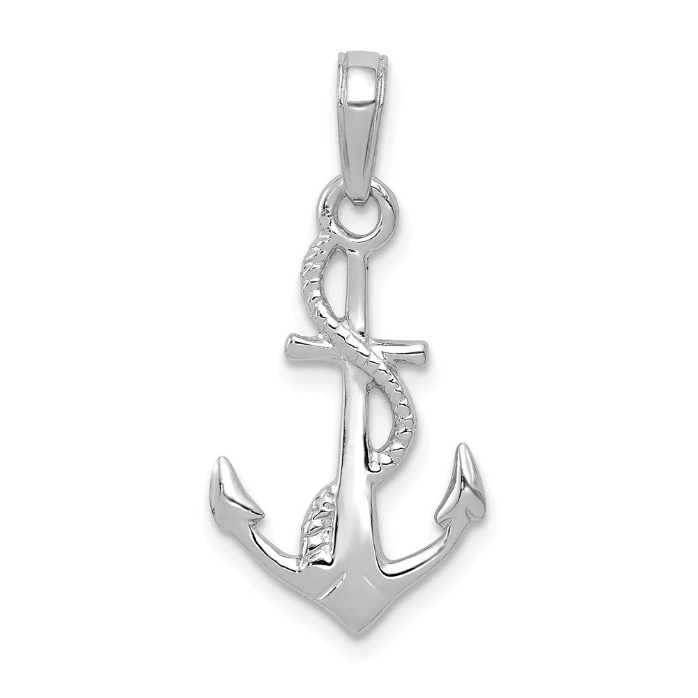 10k White Gold 13.15 mm  Solid Polished 3-D Anchor Pendant (1.01 grams)