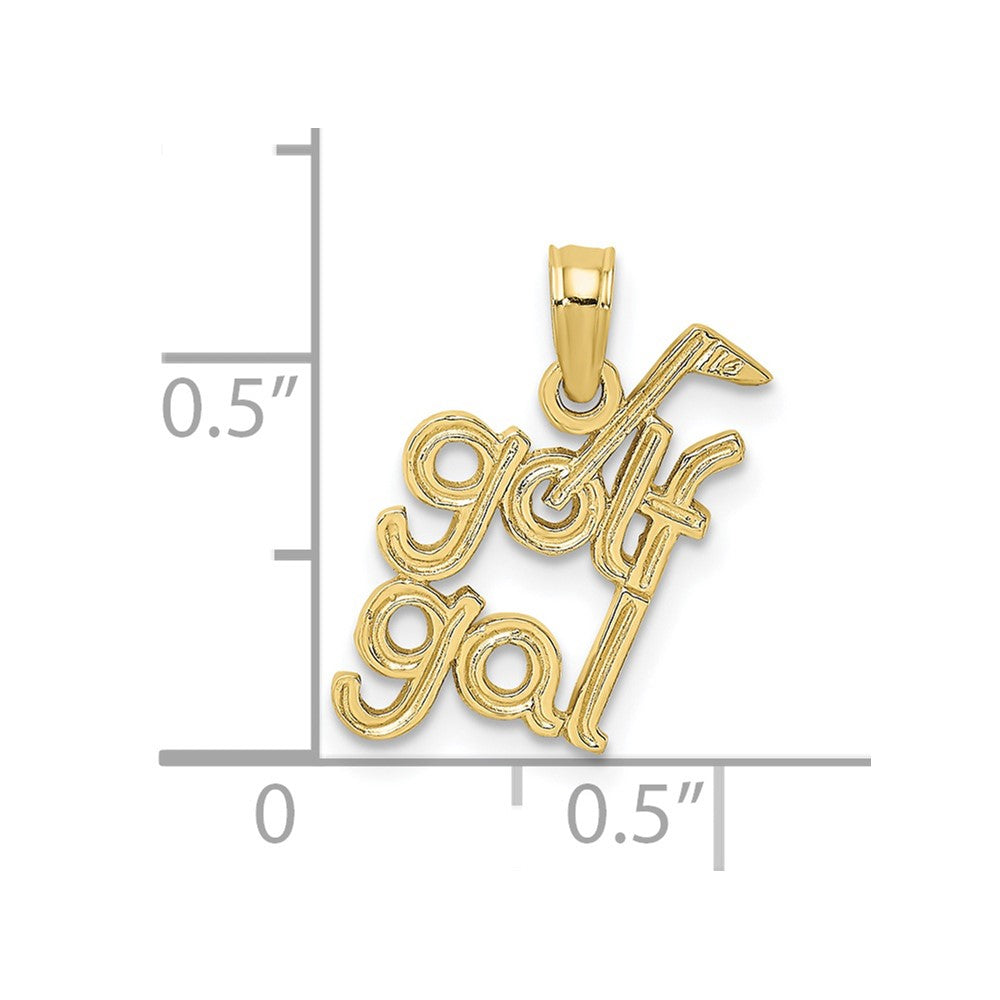 10k Yellow Gold 10.2 mm Solid Polished GOLF GAL Charm (0.55 grams)