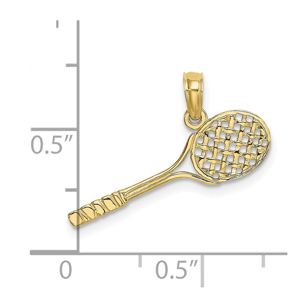 10k Yellow Gold 23.5 mm Solid Polished 3-D Tennis Racquet Charm (0.66 grams)