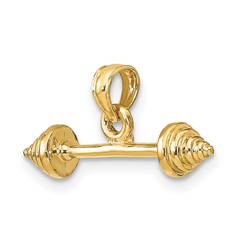 10k Yellow Gold 21 mm Solid Polished 3-D Dumbbell Charm (1.22 grams)