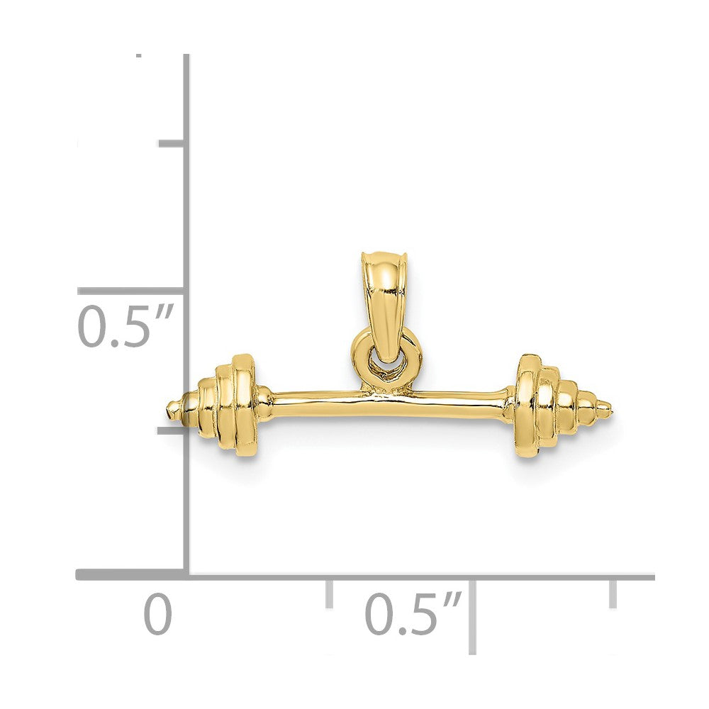 10k Yellow Gold 21 mm Solid Polished 3-D Dumbbell Charm (1.22 grams)