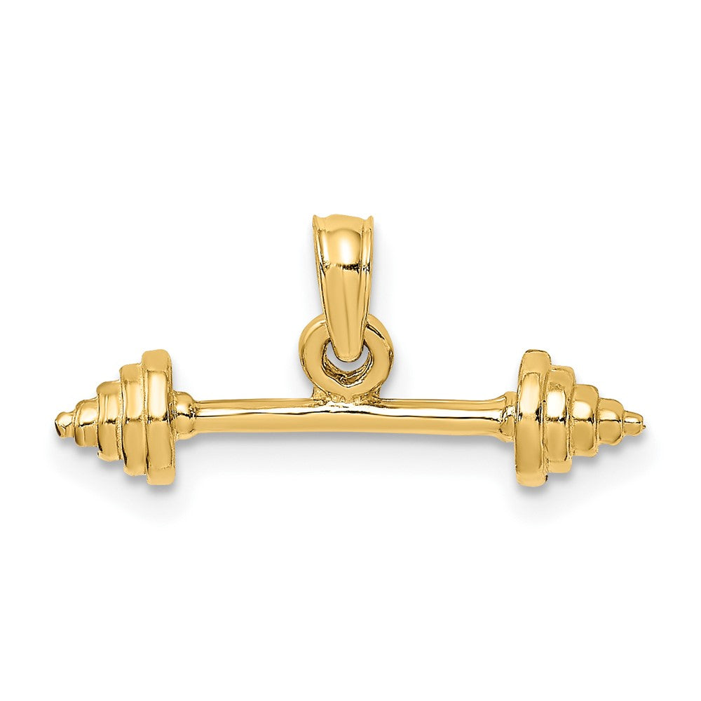 10k Yellow Gold 21 mm Solid Polished 3-D Dumbbell Charm (1.22 grams)