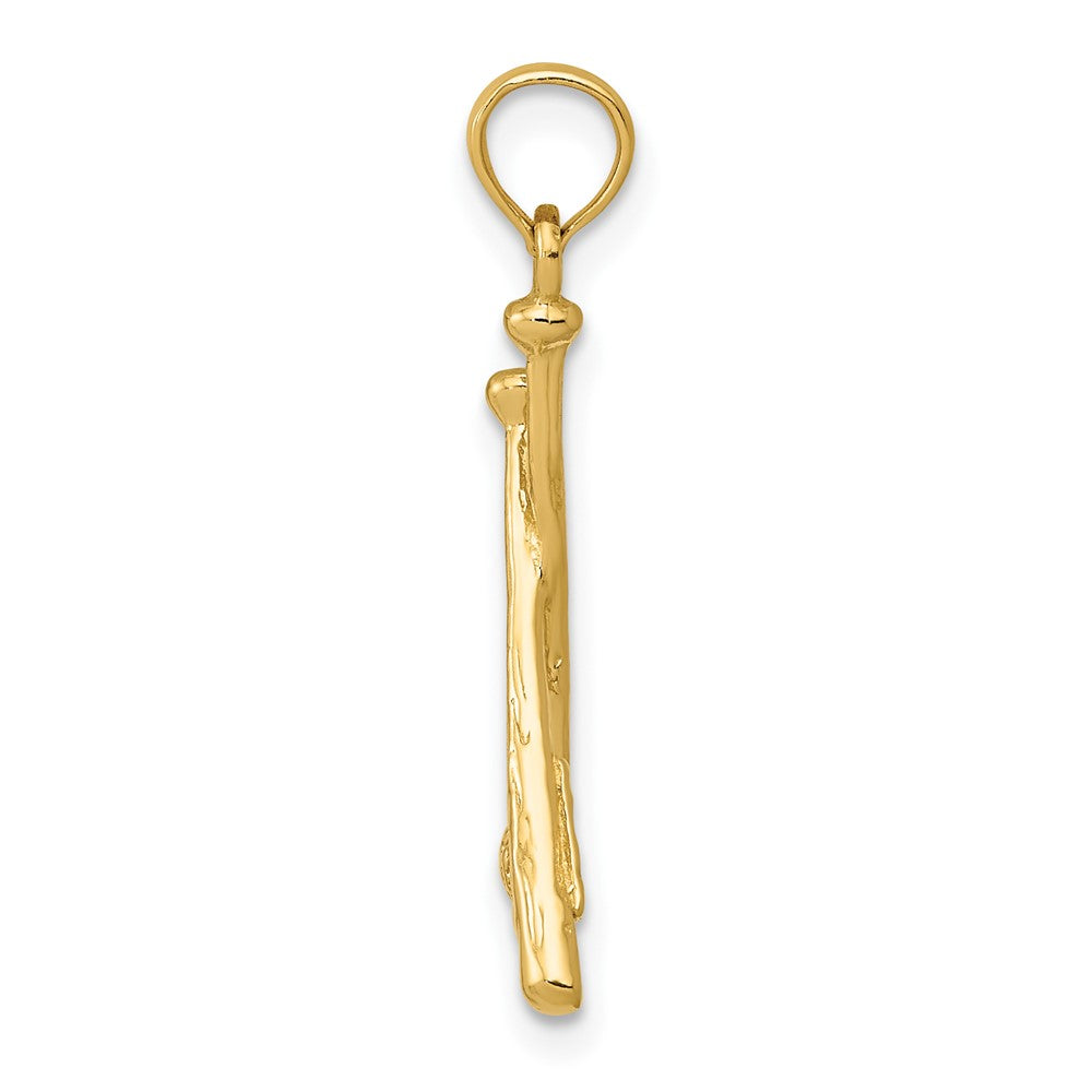 10k Yellow Gold 10 mm Polished Open-Backed Bats and Baseball Pendant (0.91 grams)