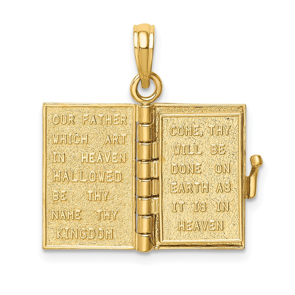 10k Yellow Gold 11 mm 3D Lords Prayer Bible Pendant