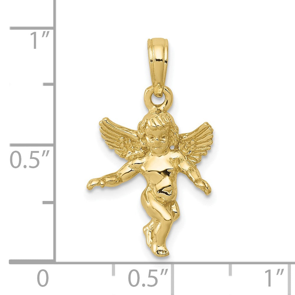 10k Yellow Gold 14 mm 3D Polished Solid Angel Pendant