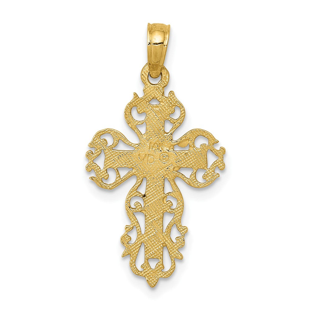 10k Yellow Gold 14 mm Fancy Cross Pendant (0.7 grams)