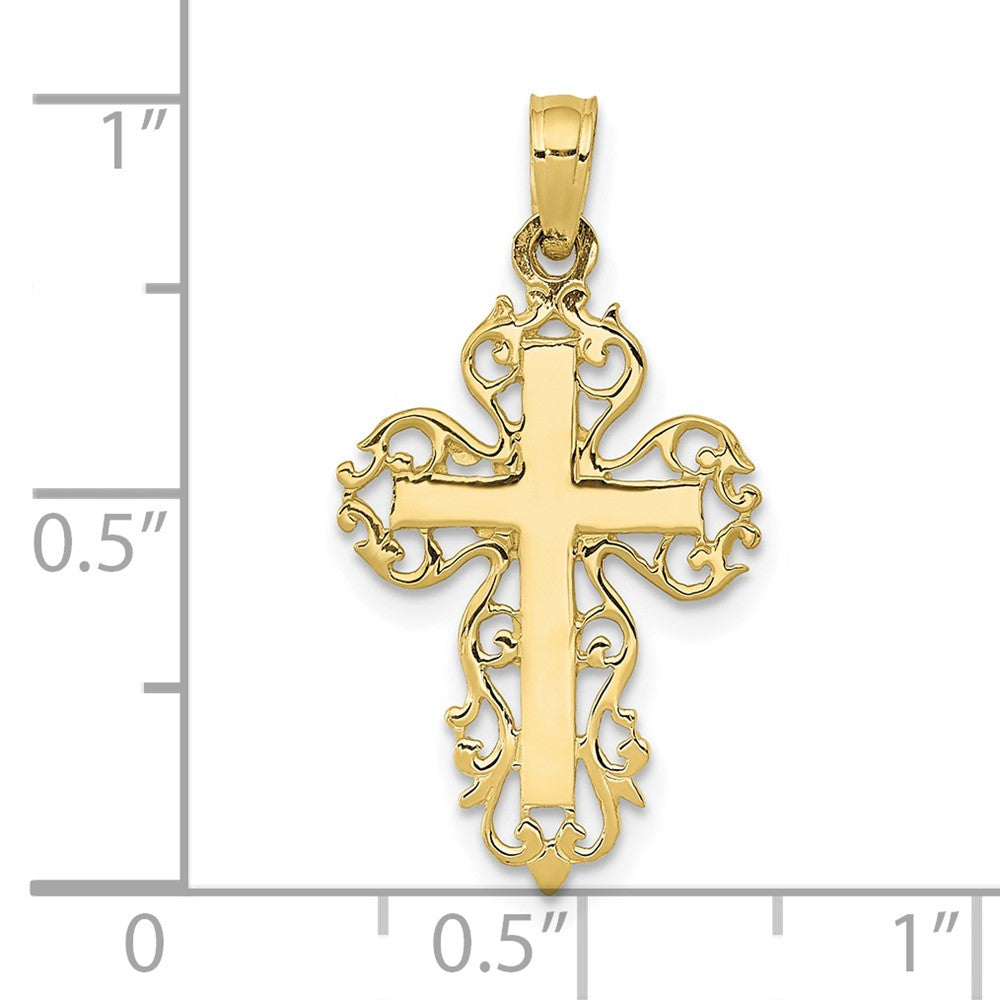 10k Yellow Gold 14 mm Fancy Cross Pendant (0.7 grams)