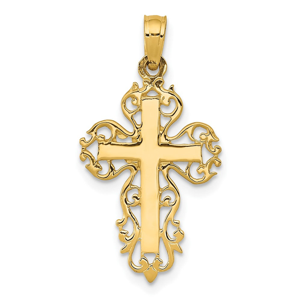 10k Yellow Gold 14 mm Fancy Cross Pendant (0.7 grams)