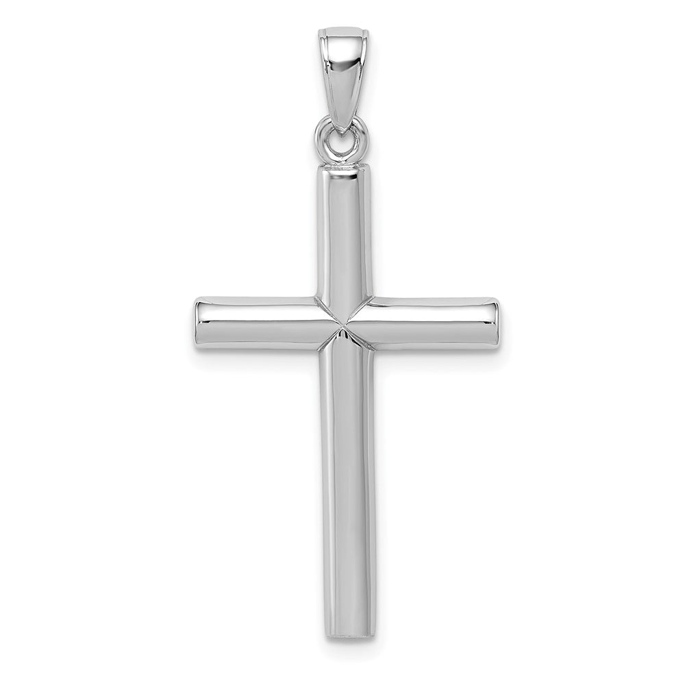 10k White Gold 18 mm Polished Cross Pendant