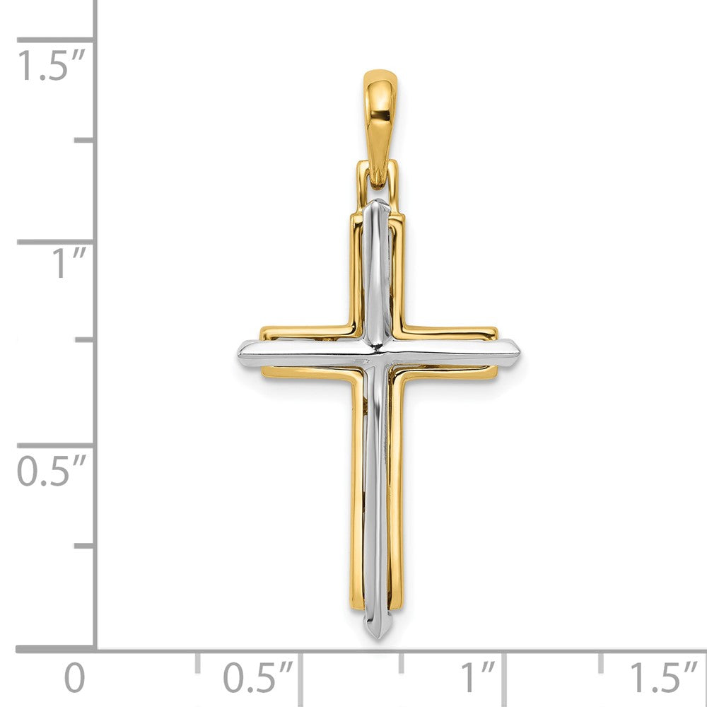 10k Two-tone 18 mm Fancy Cross Pendant (2.06 grams)