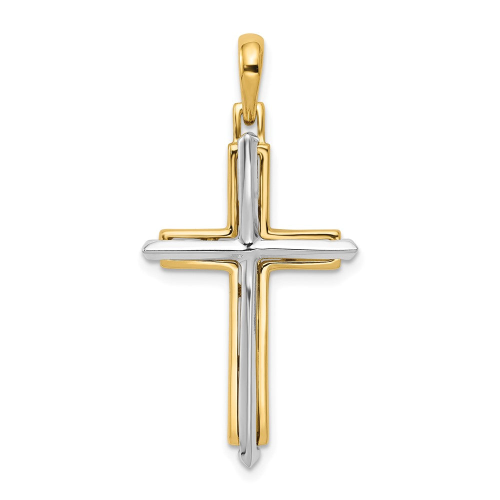 10k Two-tone 18 mm Fancy Cross Pendant