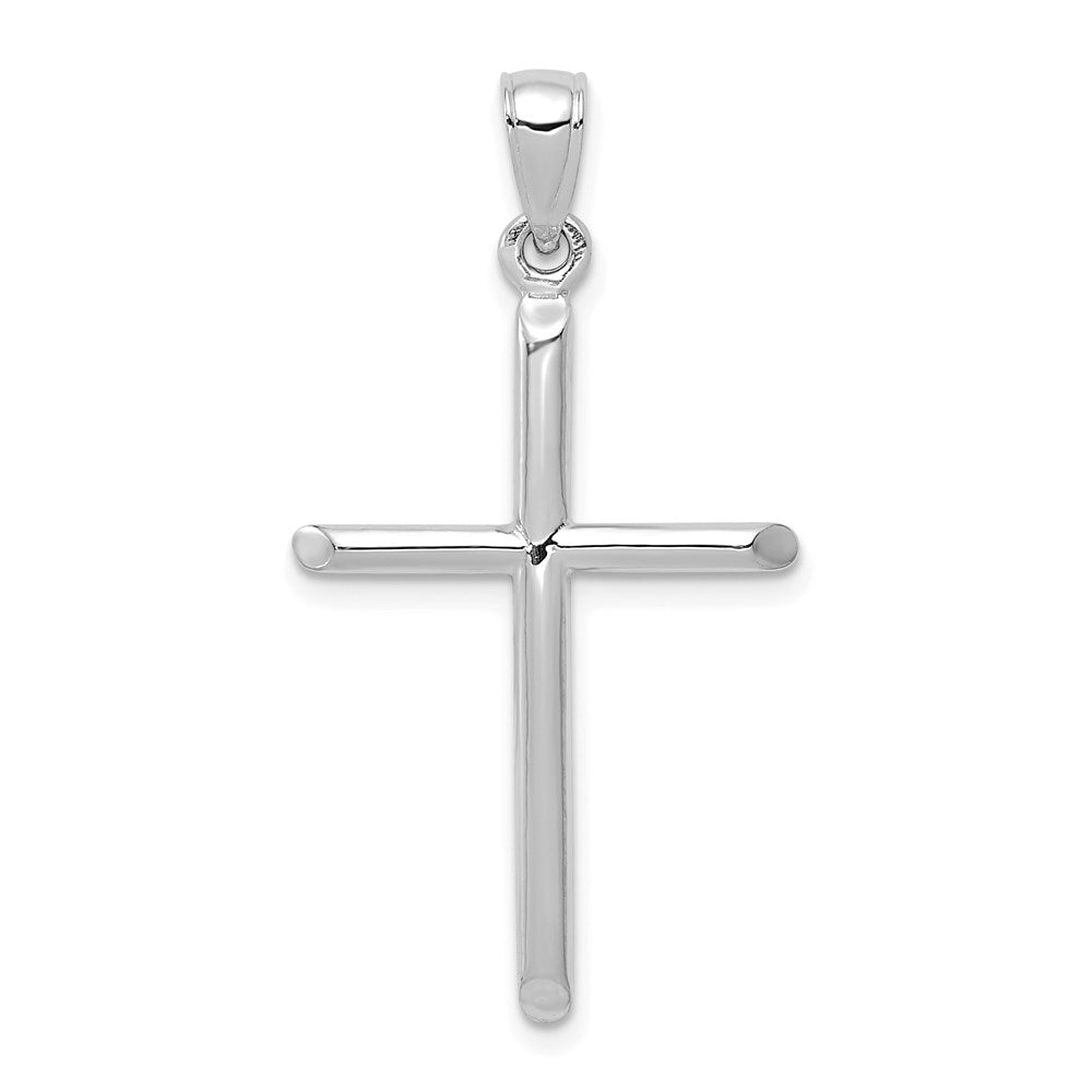 10k White Gold 19 mm Tubular Cross Pendant