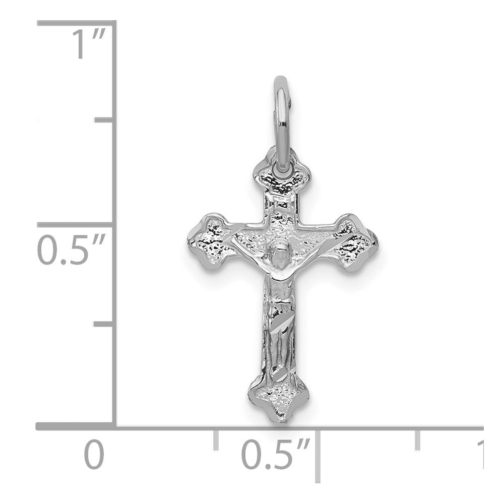 10k White Gold 13 mm Diamond-cut Jesus Crucifix Charm (0.61 grams)