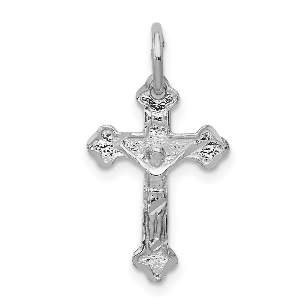 10k White Gold 13 mm Diamond-cut Jesus Crucifix Charm (0.61 grams)