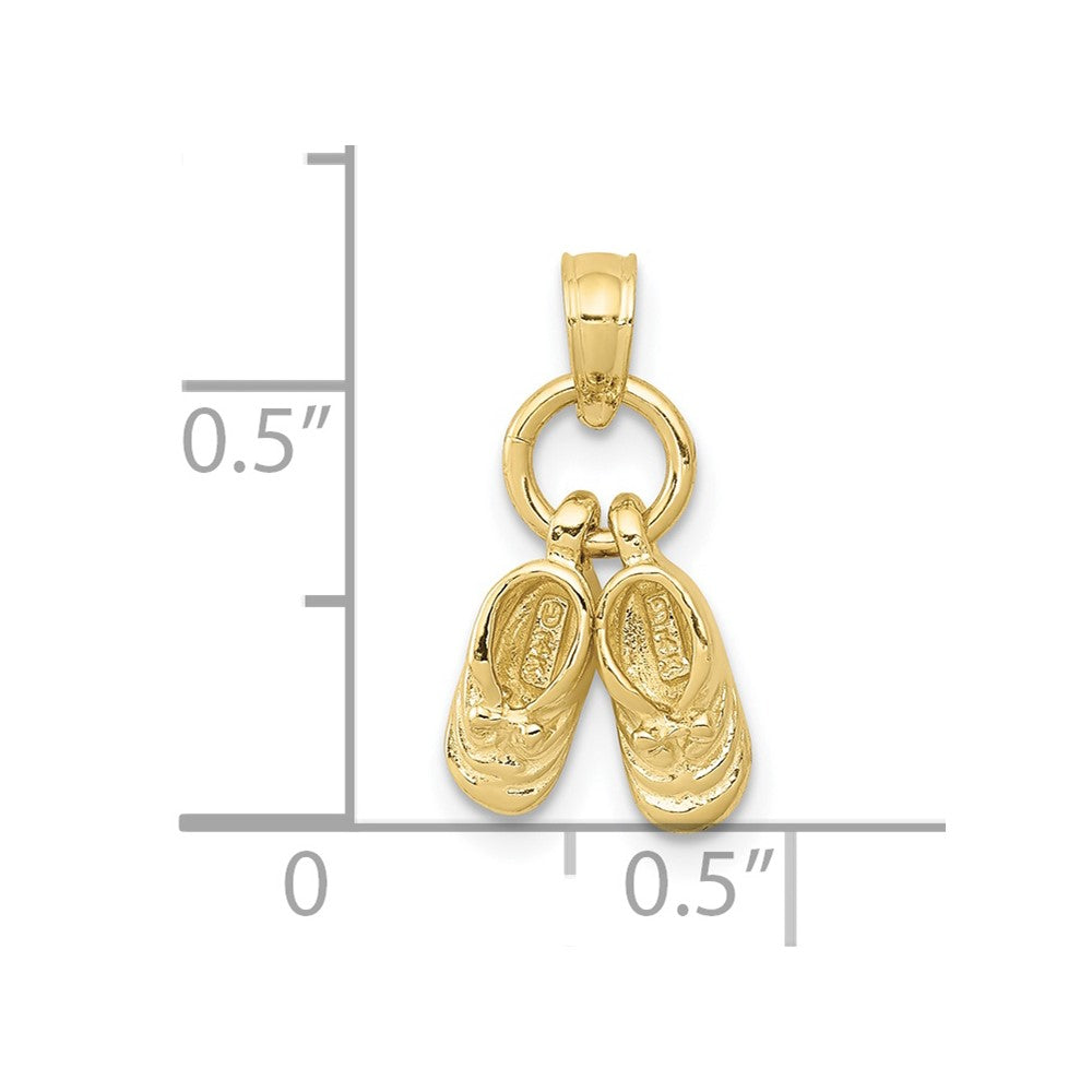 10k Yellow Gold 9 mm 3D Moveable Baby Shoes Charm (1.24 grams)